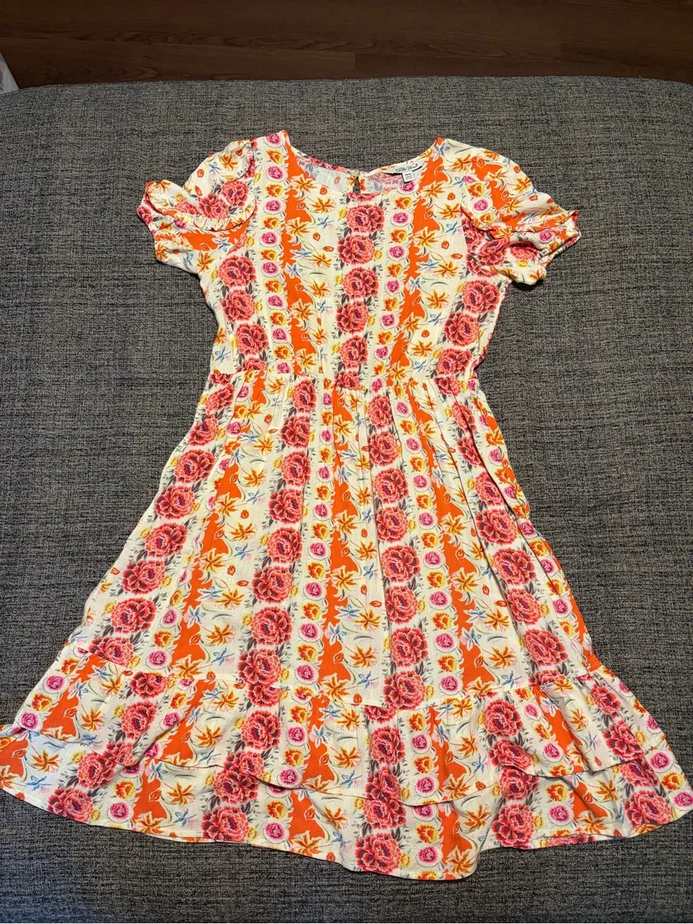 The Pioneer Woman Orange & Pink Floral Short-Sleeve Girls Dress